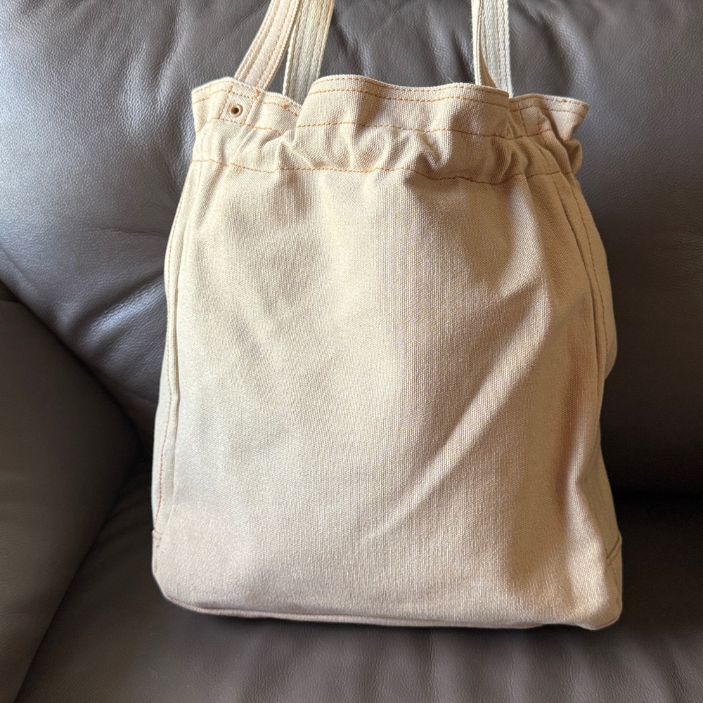 Vintage Fossil Beige and Pink Drawstring Tote Bag - Picture 6 of 13